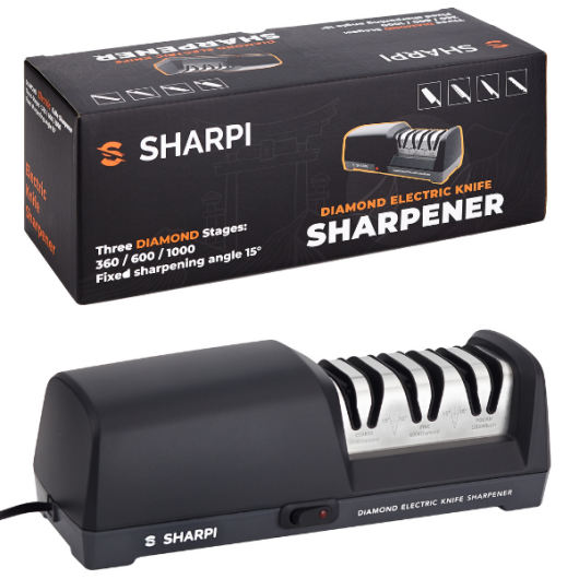 Product: Electric Sharpener for Kitchen Knives, 3 Stages, CE/GS/RoHS - SHARPI