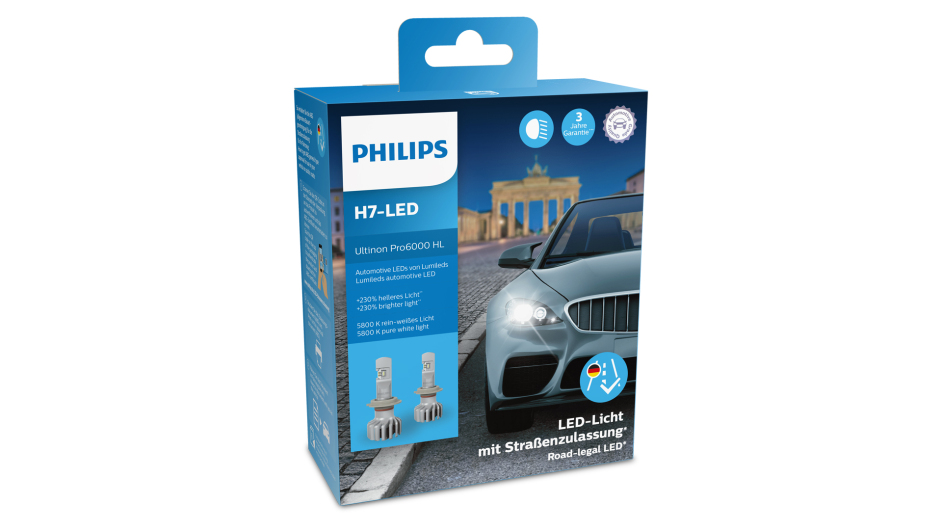 Approved H4 LED Bulbs Philips Ultinon Pro6000 +230%