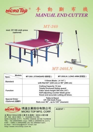 Micro Top Mfg. Corp. | Exhibitor Texprocess 2026 | MT-260, Manual End ...