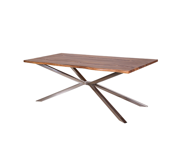 Ambiente Exhibitors Products Ruj Woodcraft Private Limited Sheesham Wood Dining Table With Metal Legs