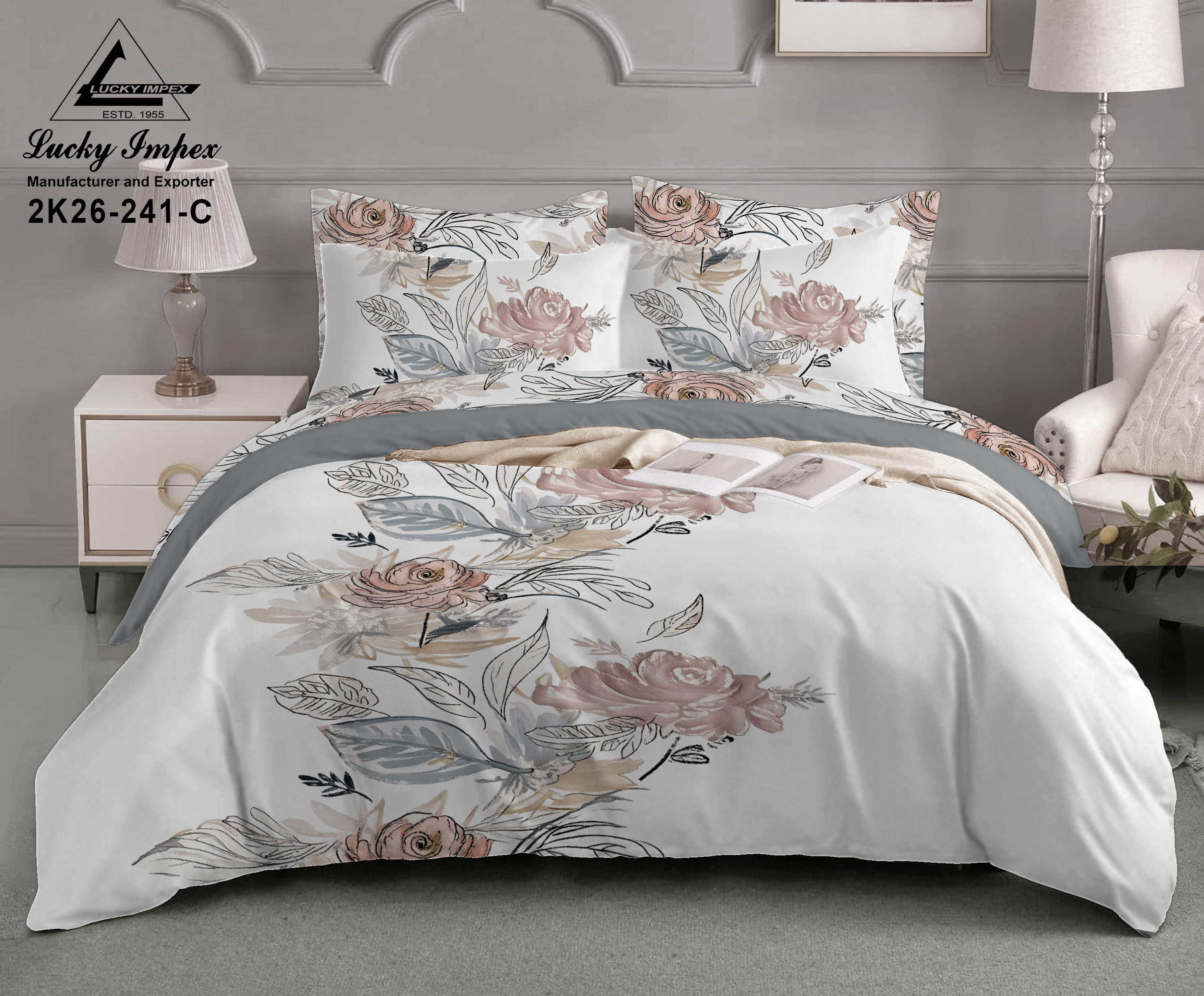 Printed Bed Linen, 100% Cotton premium quality T200