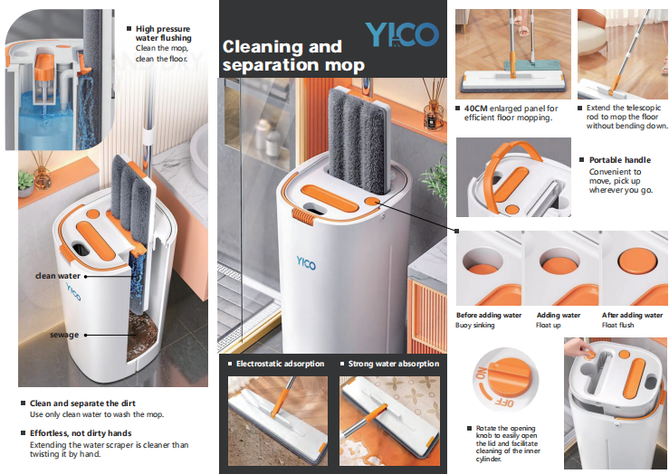 clean and dirty separation mop with bucket