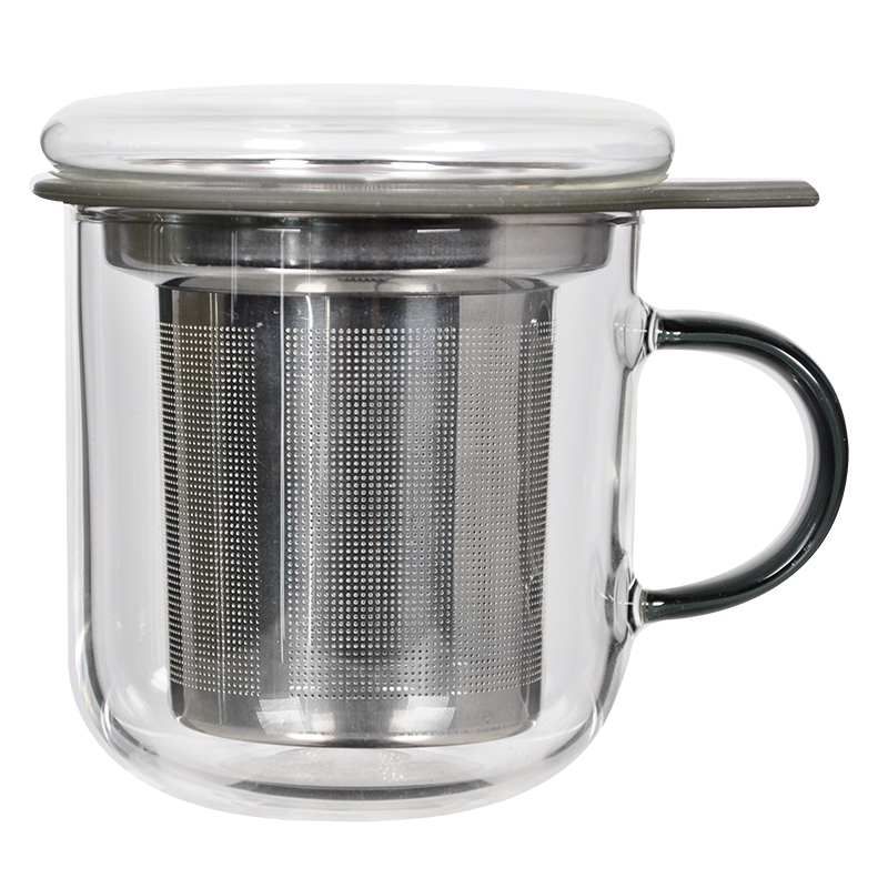 Borosilicate glass tea mug with infuser