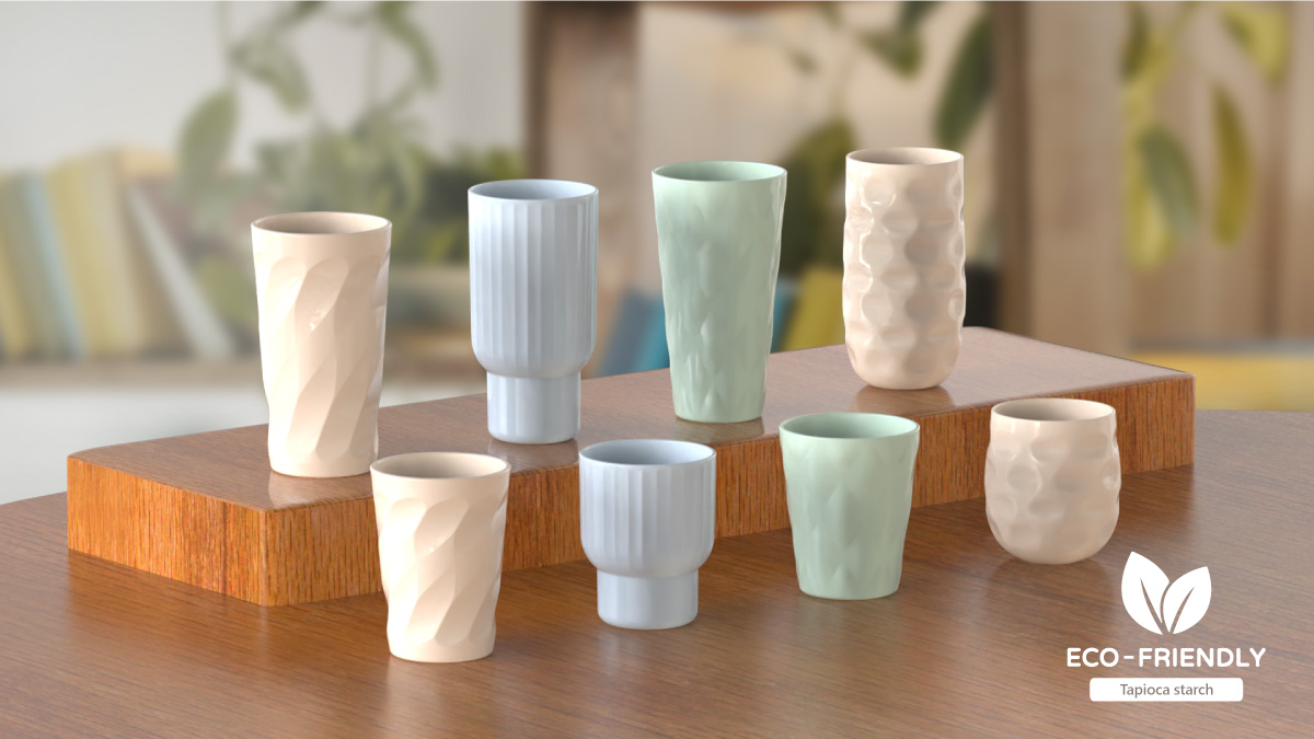 Eco-friendly tapioca flour high and low cup set