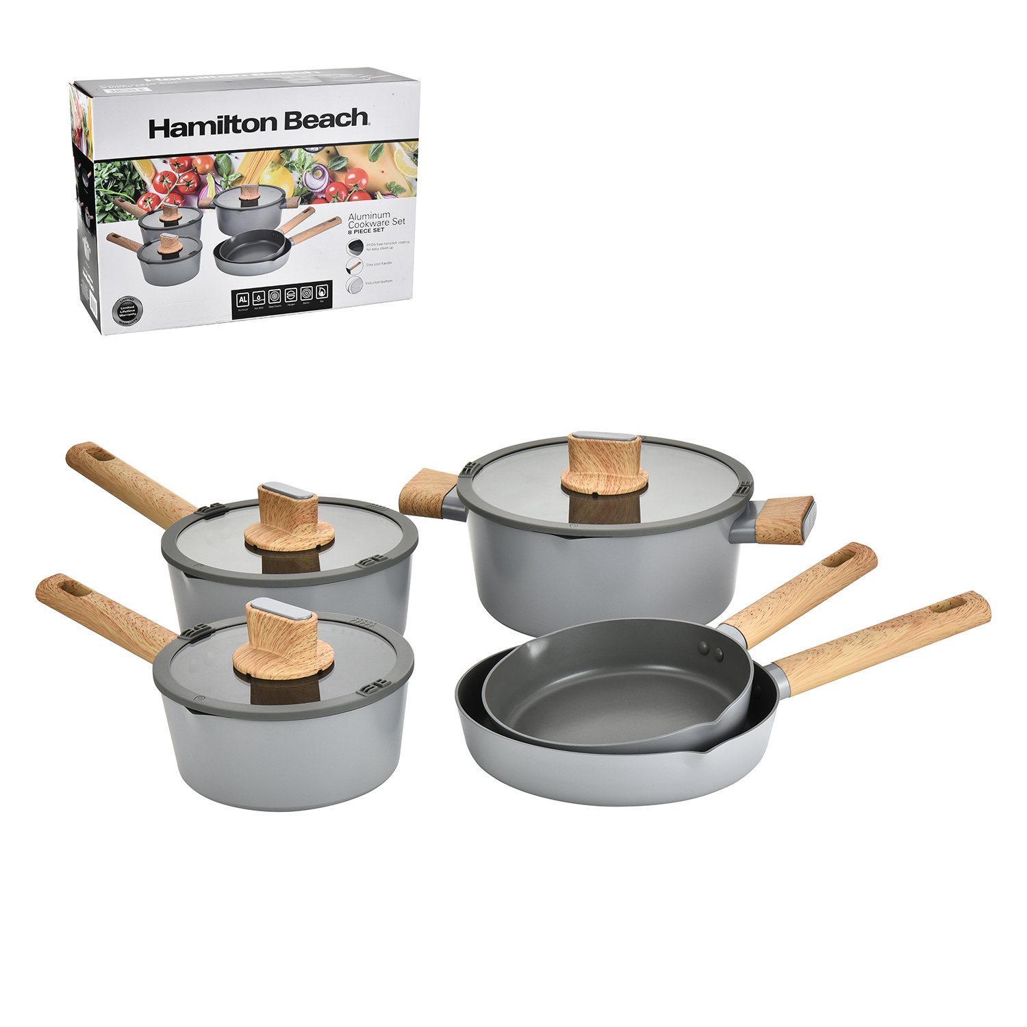 Hamilton Beach 8pc Induction Aluminum Cookware Set