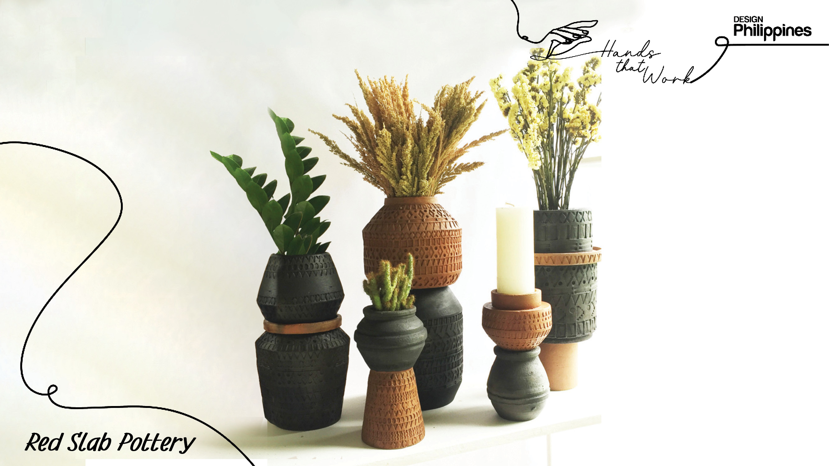 Carbonized & Natural Finish Terra cotta assembled pieces