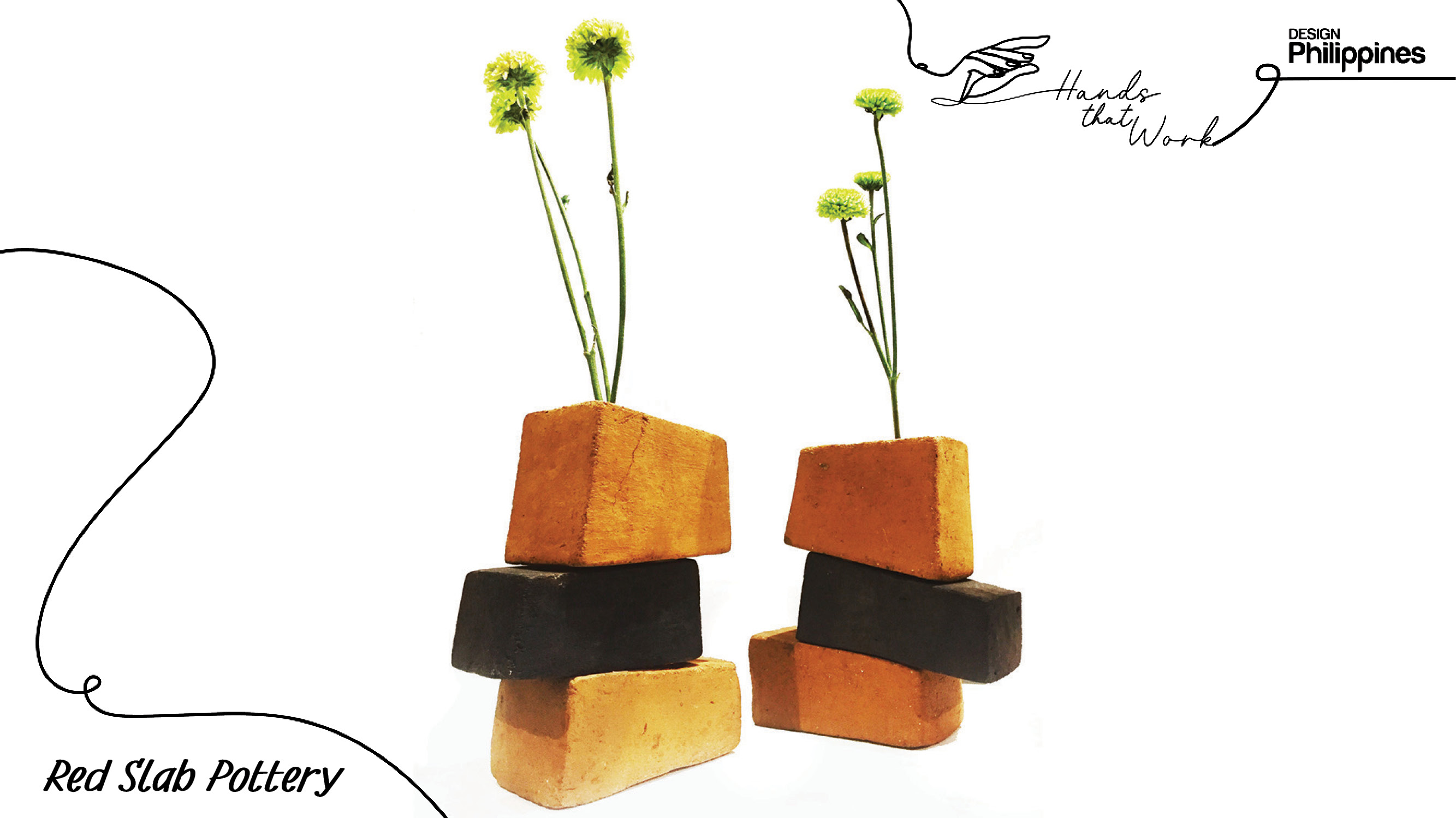 Assembled terracotta slab vases