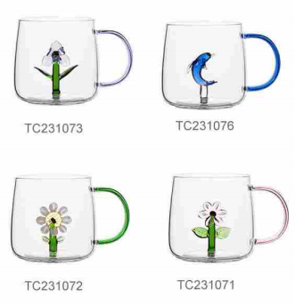 Glass mug with flower inside