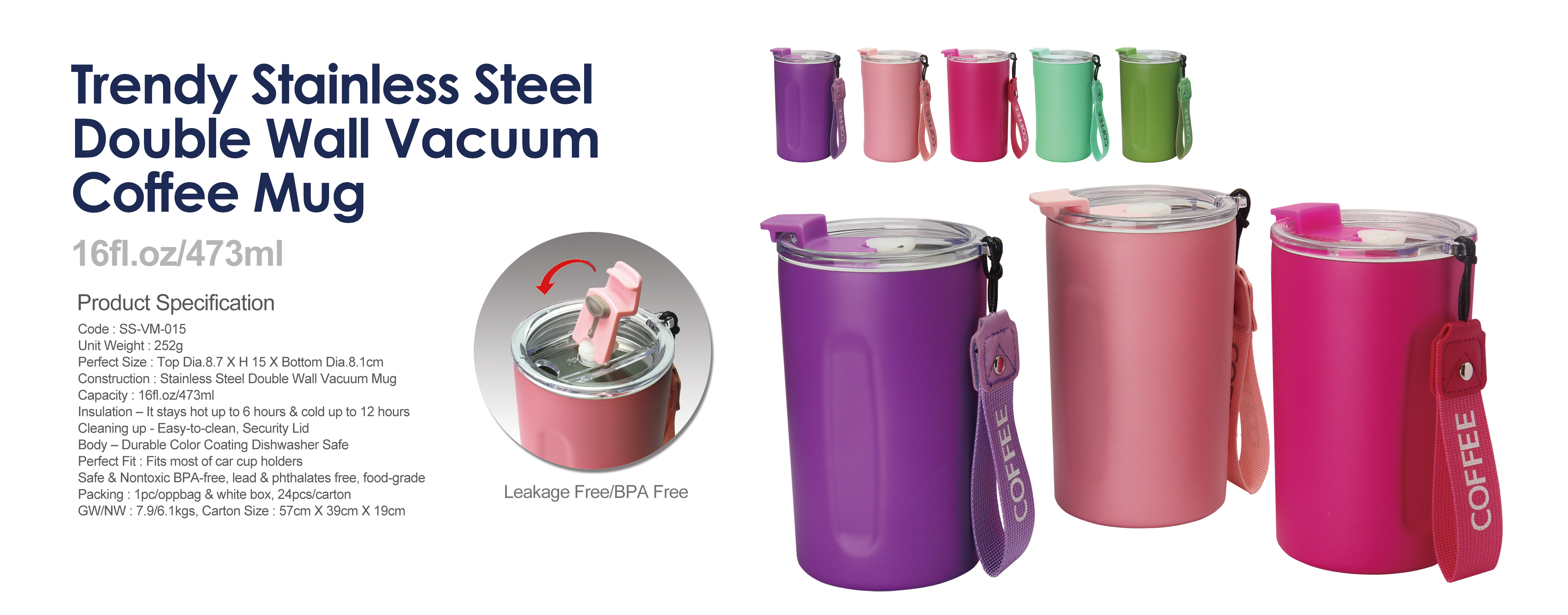 Stainless Steel Double Wall Vacuum Coffee Mug 