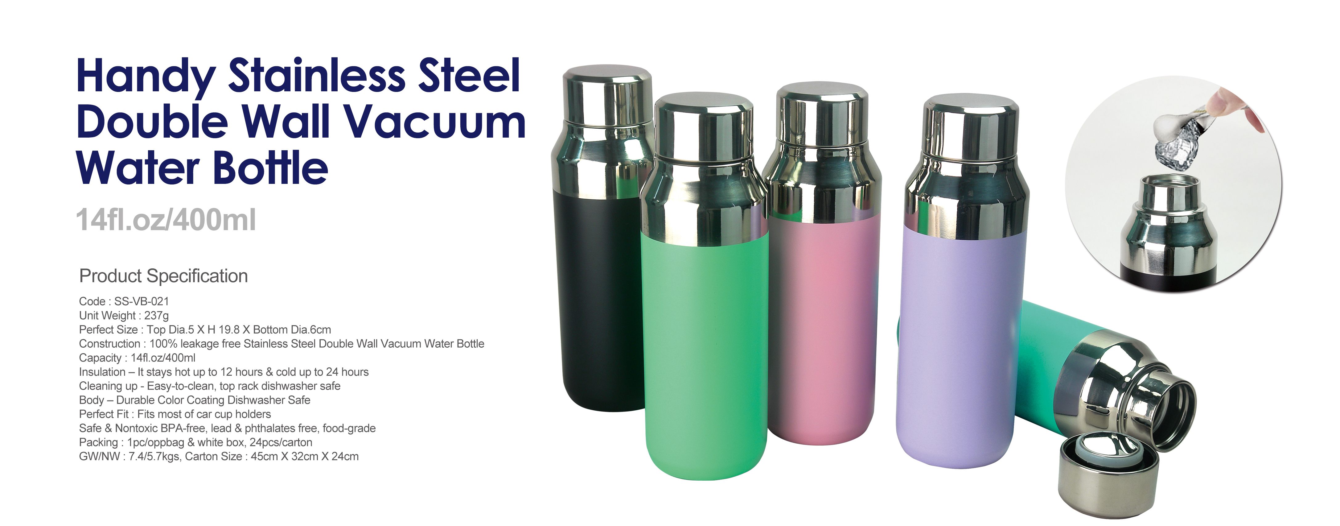 Stainless Steel Double Wall Vacuum Water Bottle