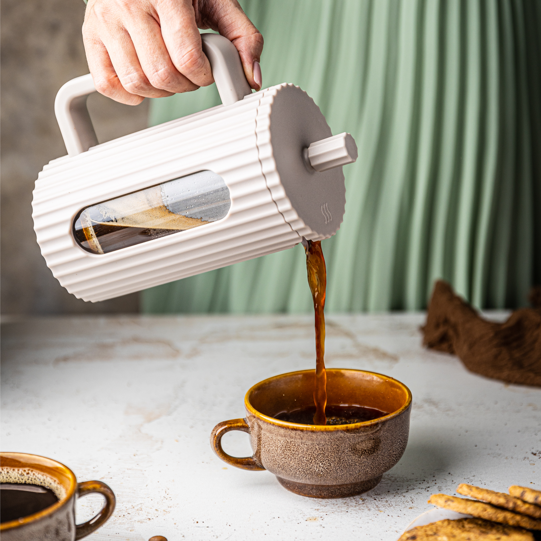 French Press Coffee/Tea Maker, 0.6L, Beige Color, Klausberg