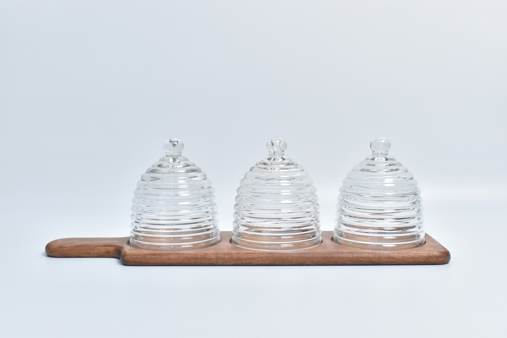 Glass dome with wood base