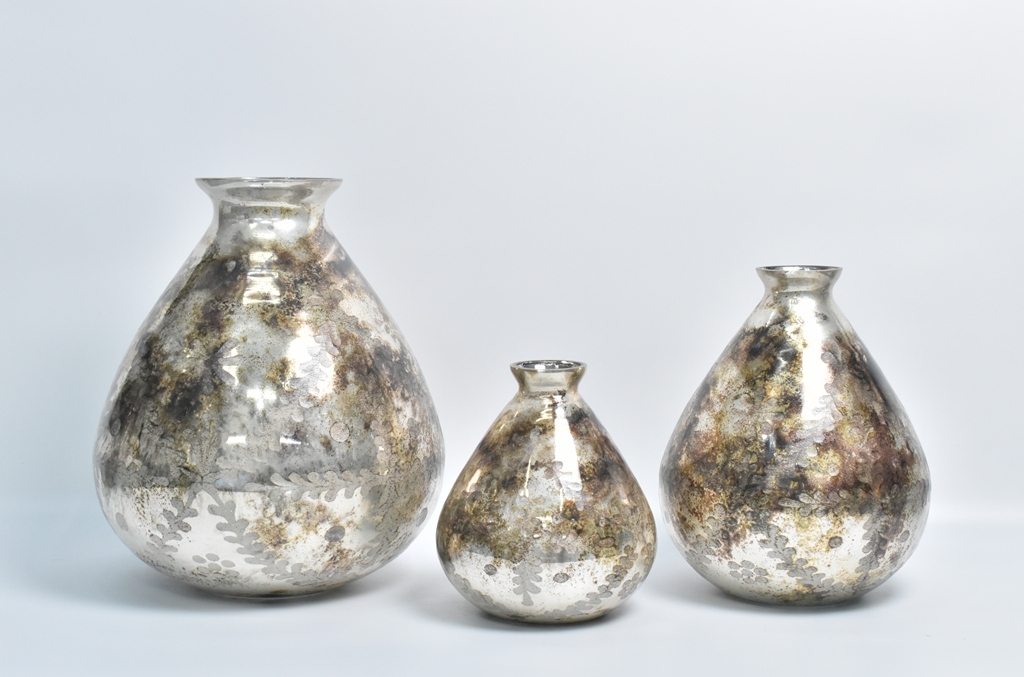 Glass etched antique vase