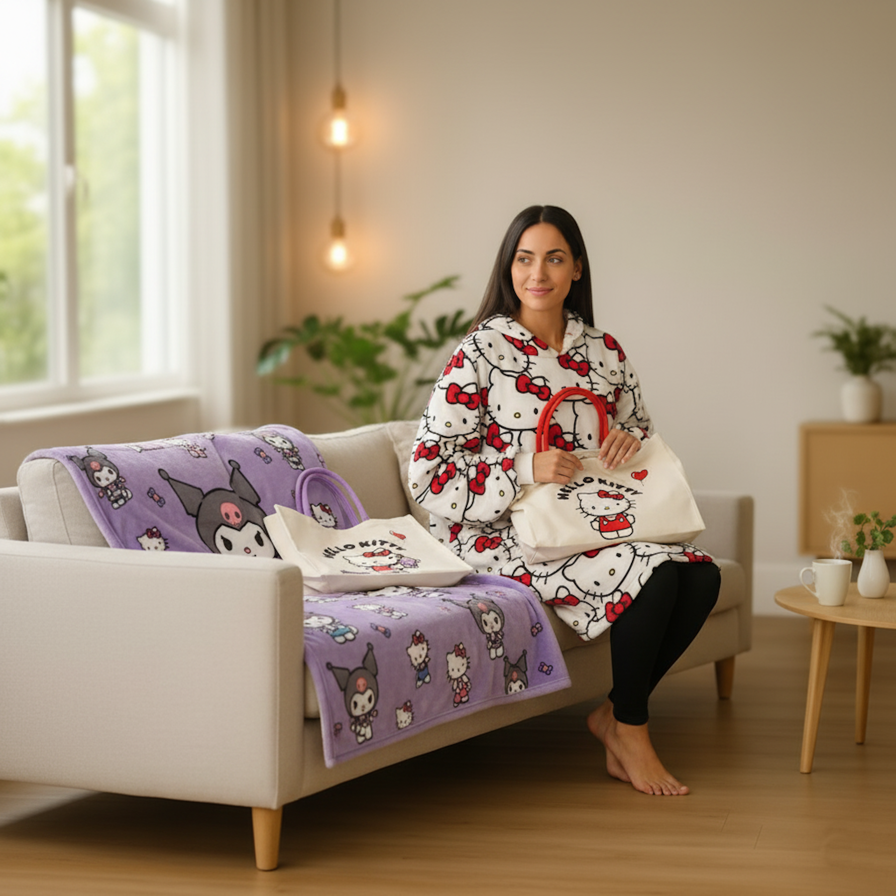 Kuromi & Hello Kitty licensed Blankets and Tote Bags