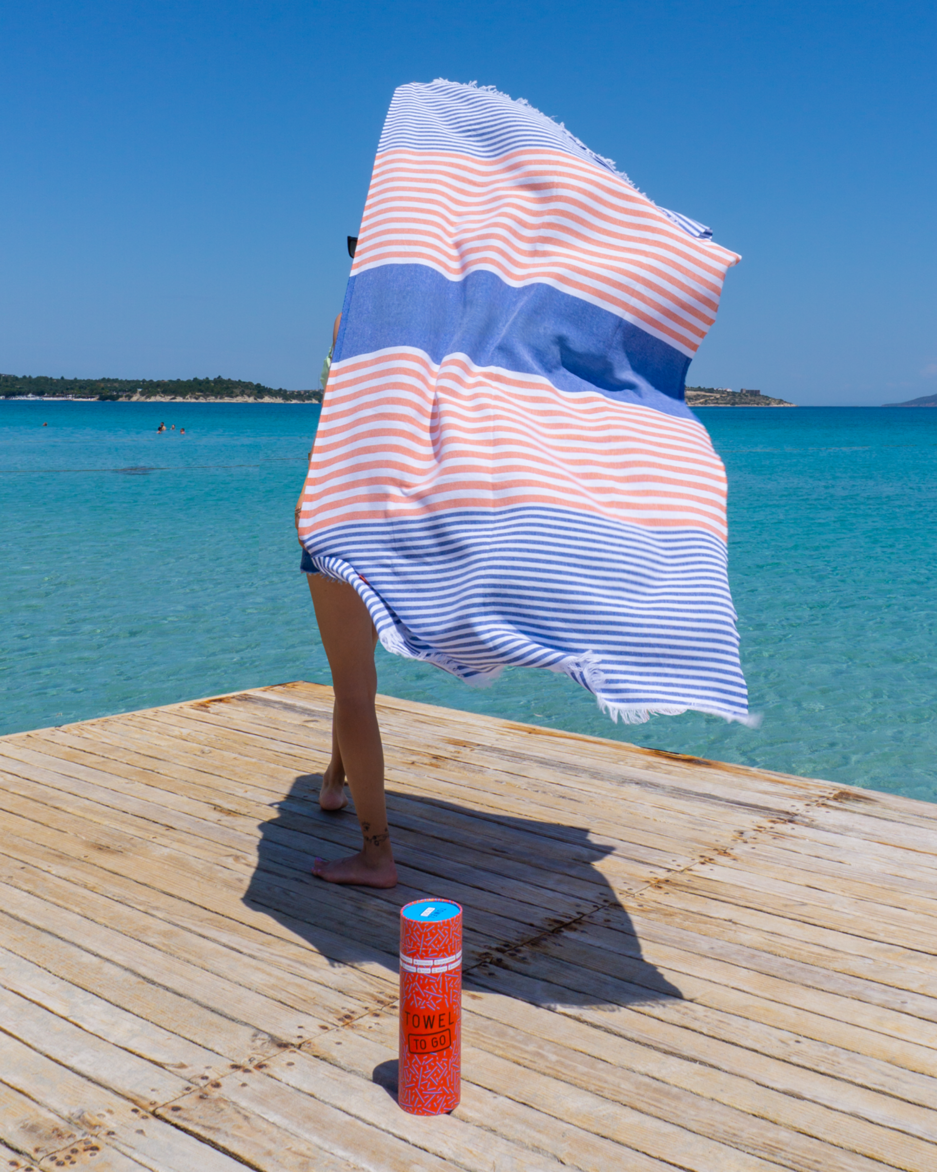 Towel to Go Bali Hamamtuch Royal/Rot, mit recycelter Geschenkbox