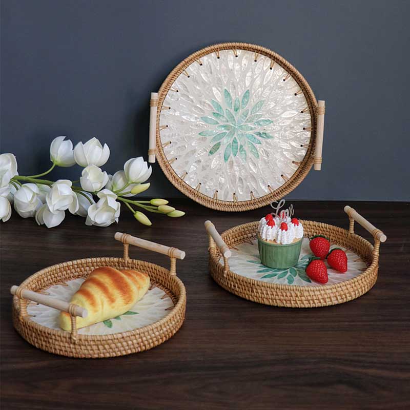 Rattan combine lacquer tray
