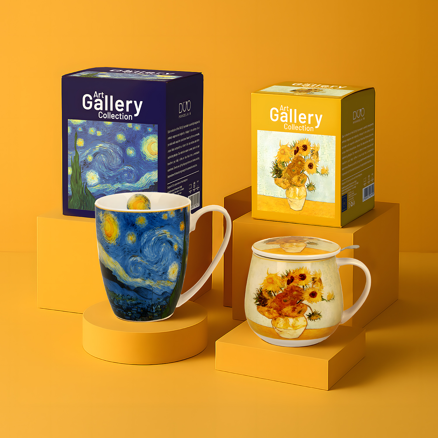Gift porcelain products themed with art motives.