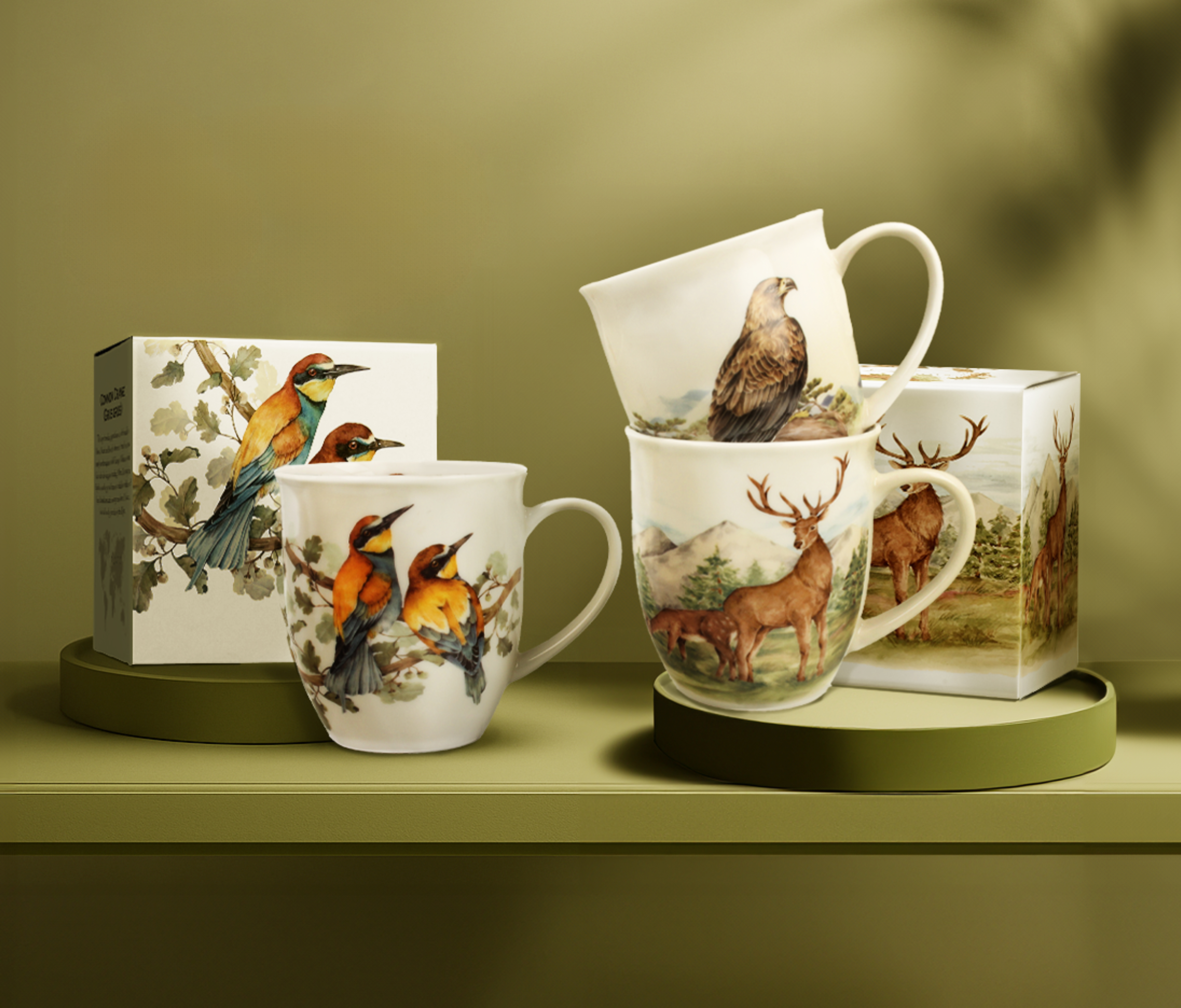 Gift porcelain products themed with animal motives.