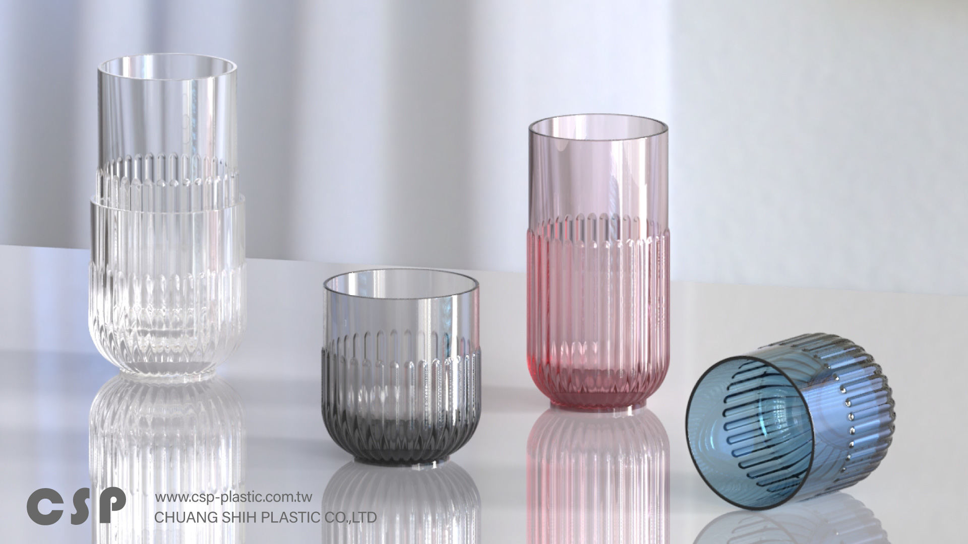 Rounded-bottom vertical-ribbed tumbler
