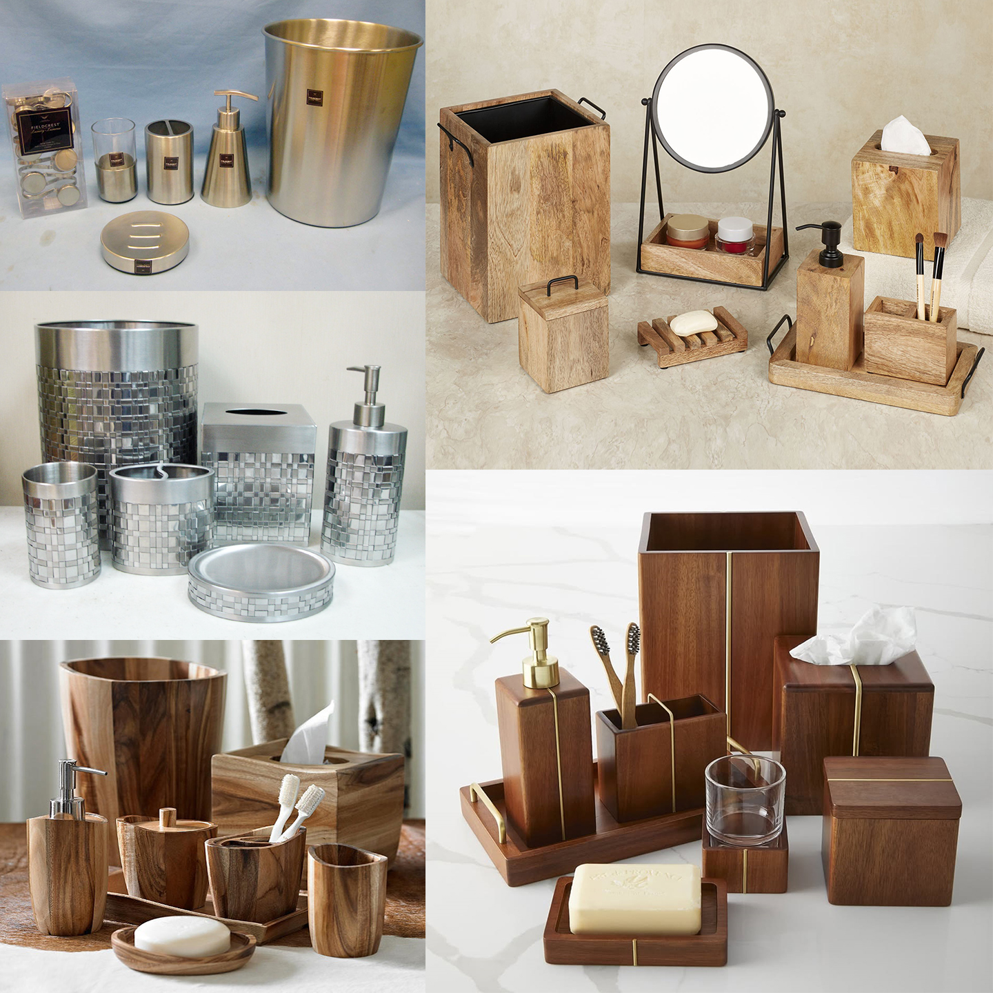Metal bath accessories & Wood bath accessories