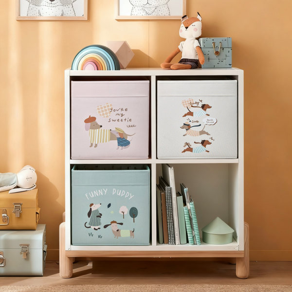 Kids foldable storage basket with handle