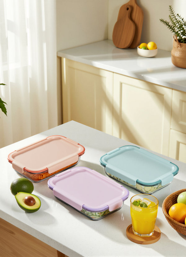 IKOO Blooming Leak-proof Microwave and Oven Safe High Borosilicate Glass Food Storage Containers