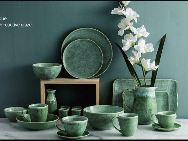 Embossed Stoneware Dinnerware with Reactive Glaze