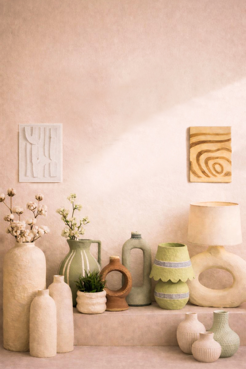Cotton mache vases