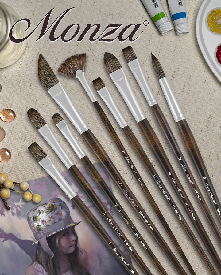 Monza® Long Handle Oils, Acrylic, Watercolors