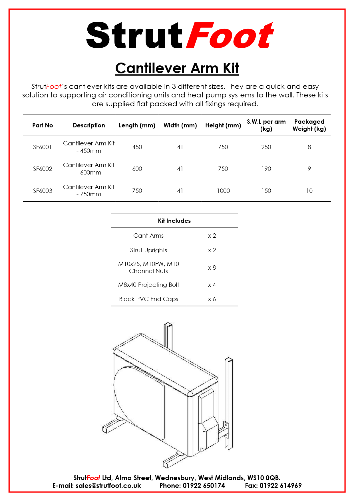 StrutFoot Cantilever Arm Kit