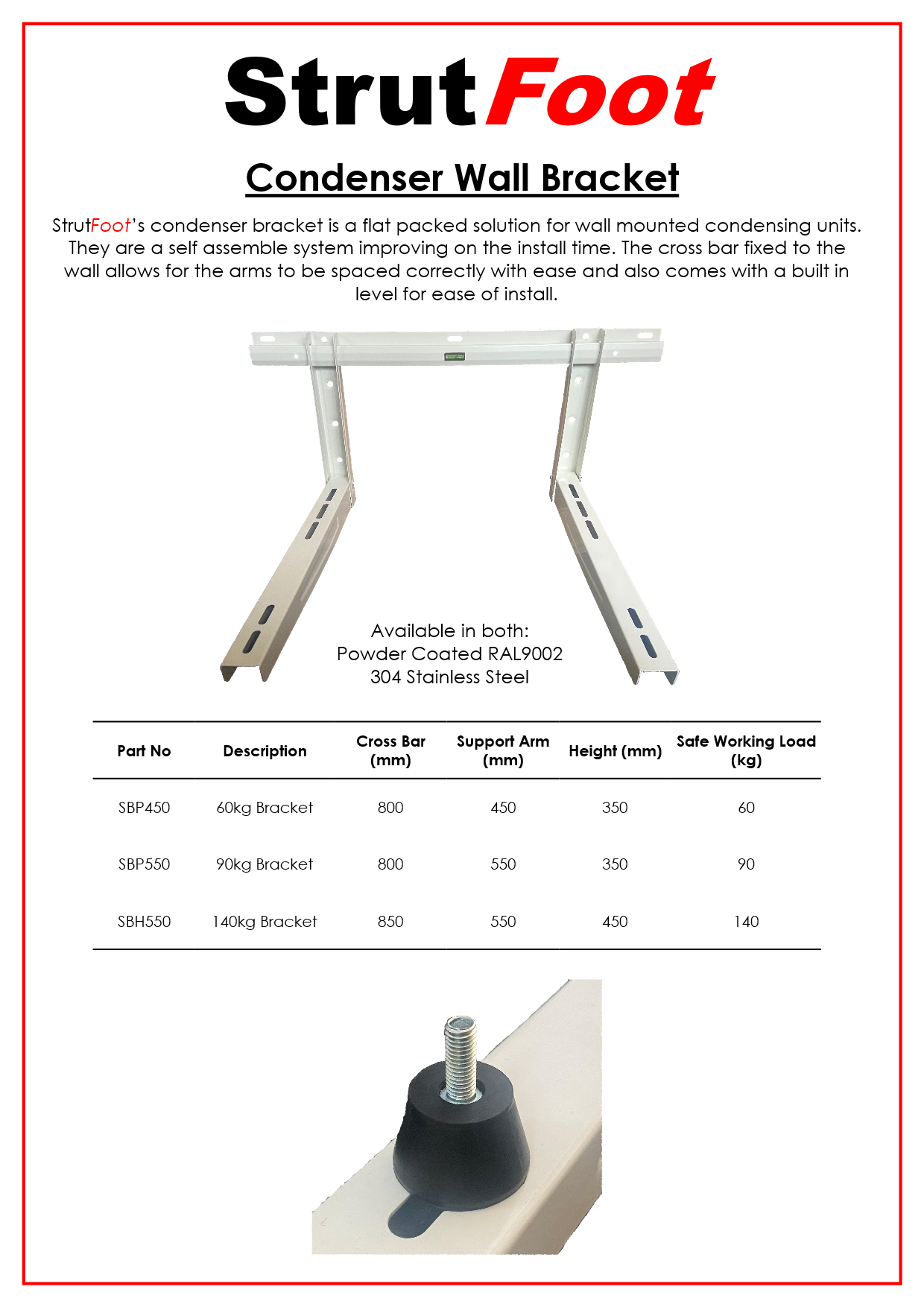 StrutFoot Condenser Wall Bracket