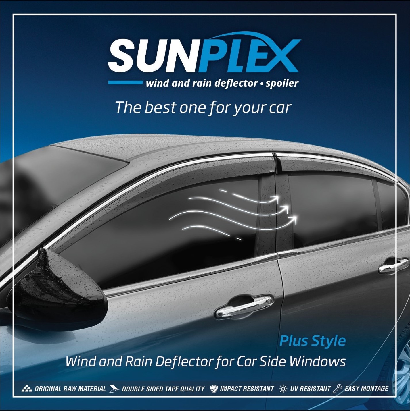 Sunplex Plus Style Wind Deflector (With Chrome)