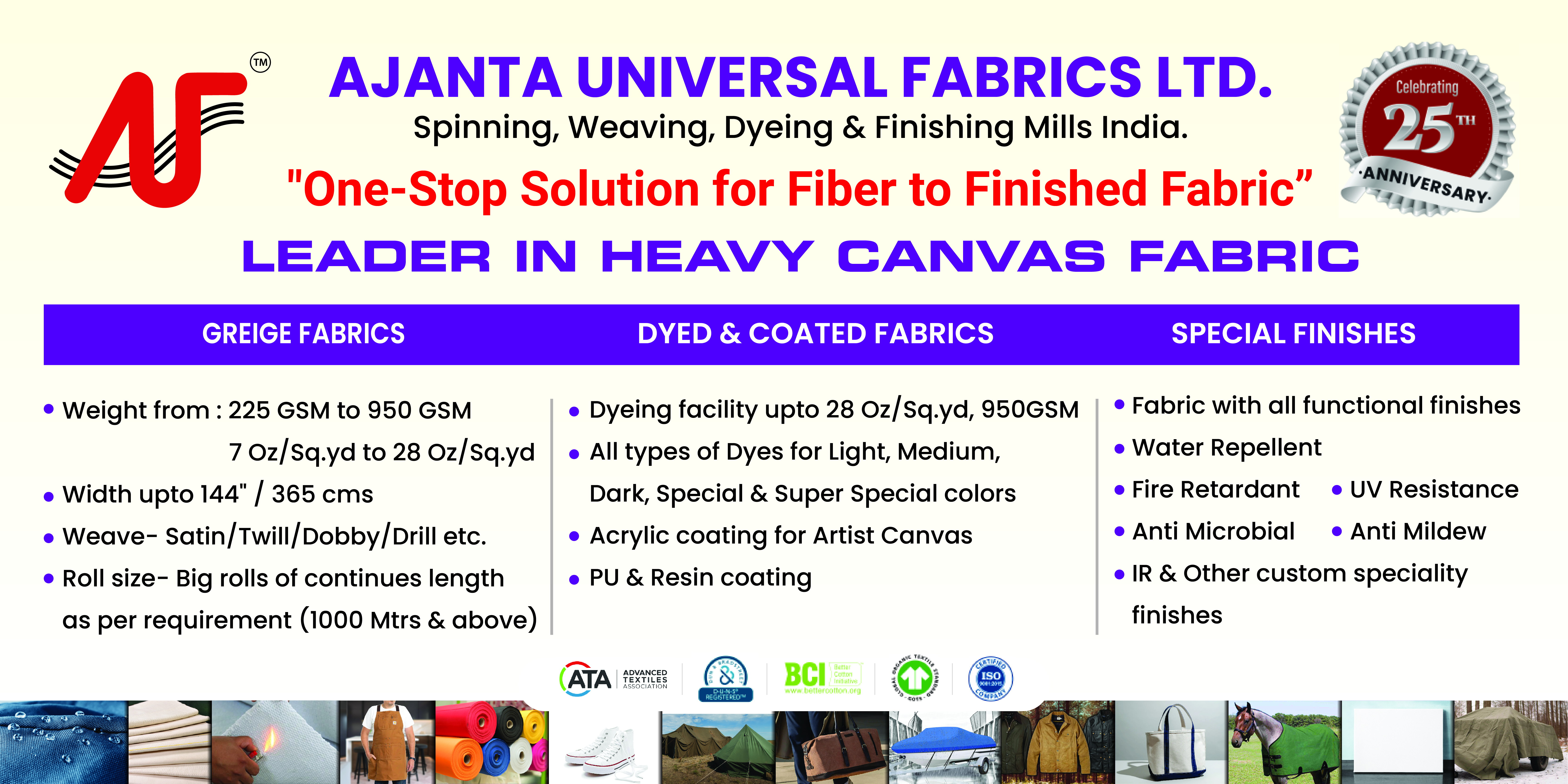 100% Cotton Dyed Canvas Fabric