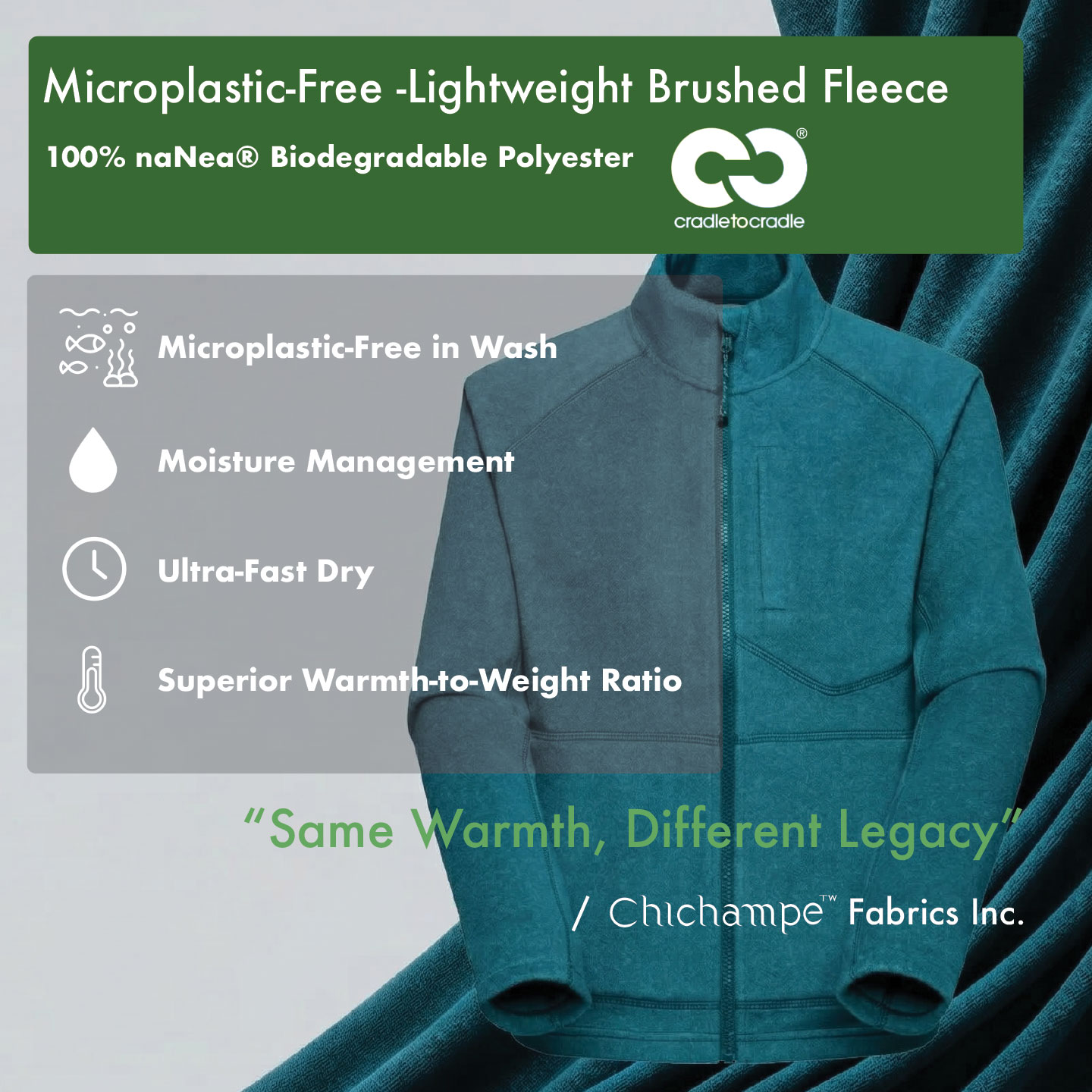 100% naNea® Microplastic-Free Polyester Fleece -Novion™ Lightweight Brushed Fabric
