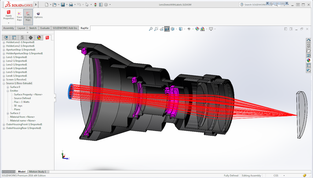 RayViz Add-In to SOLIDWORKS 