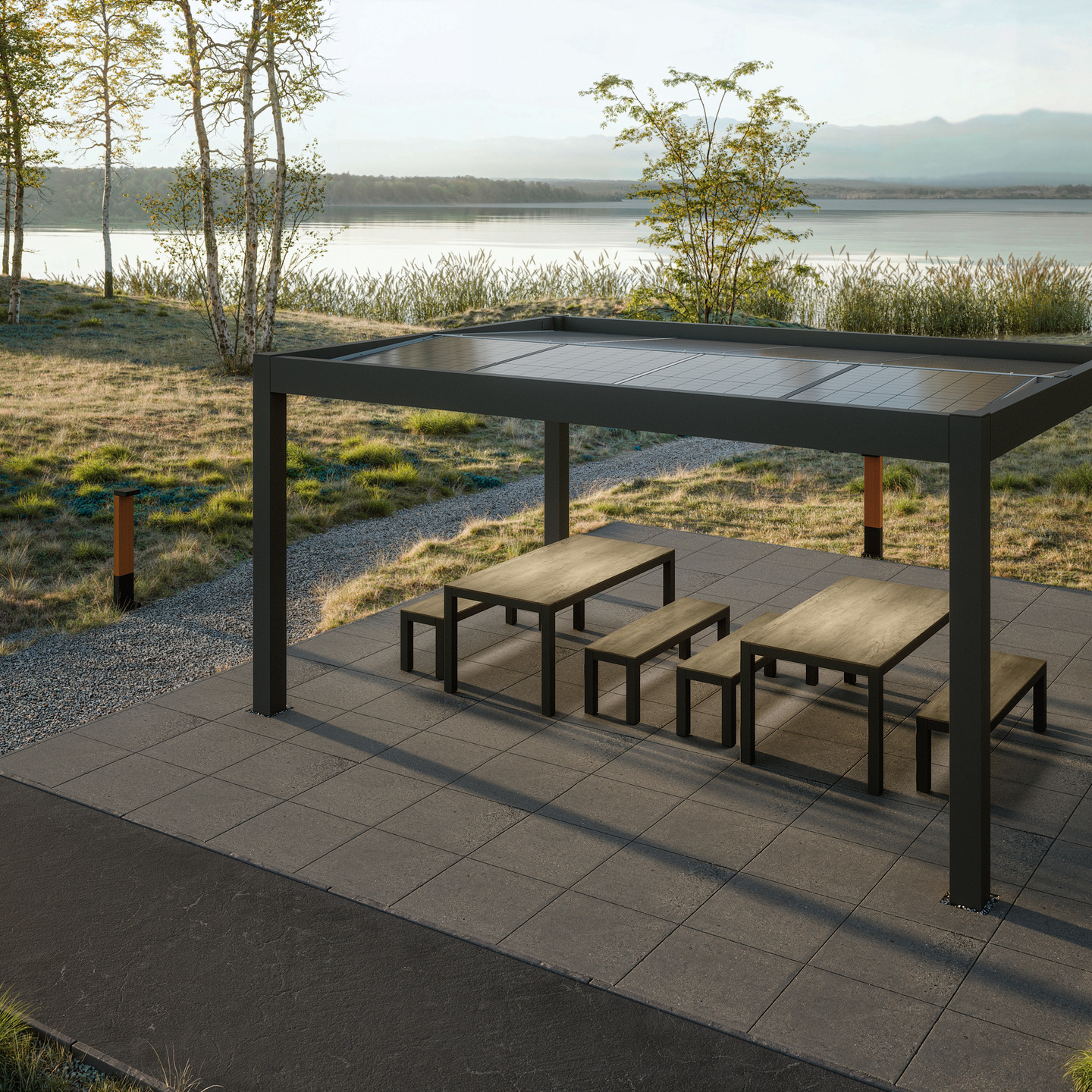 BEGA SolarHub Shade – protected outdoor space and self-sufficient lighting system