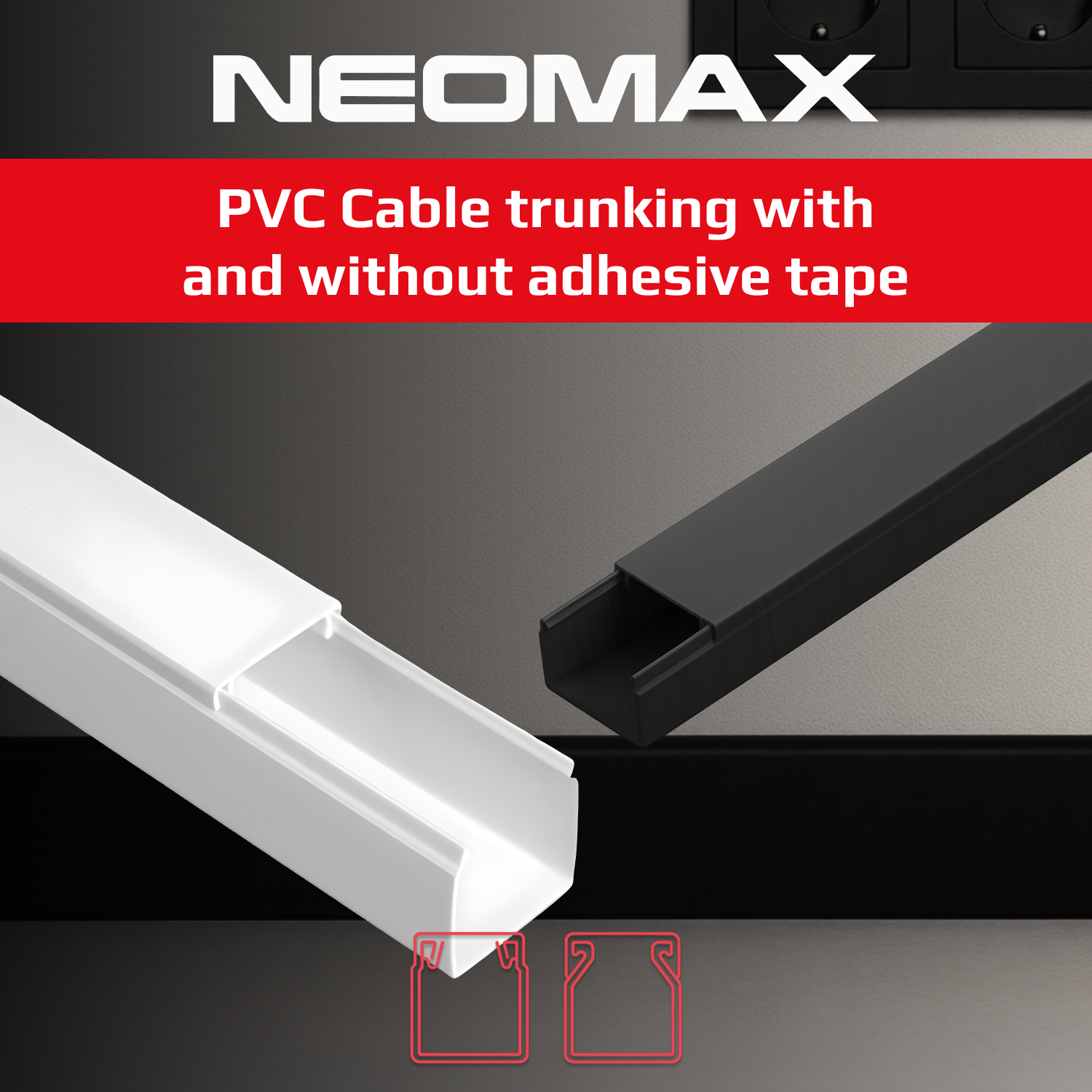 PVC Cable trunking with and without adhesive tape
