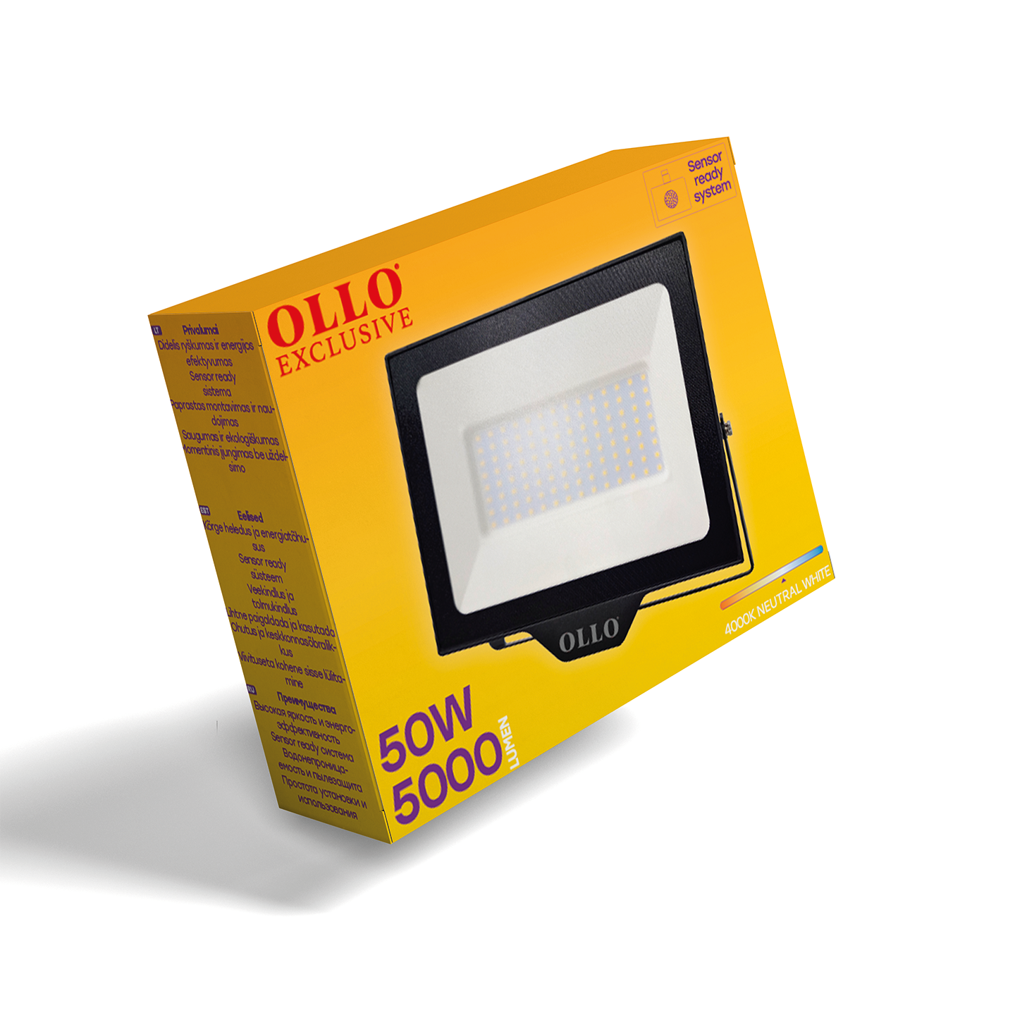 LED Floodlights 10-200W, 4000K, RGB version with remote, IP65, sensor ready system