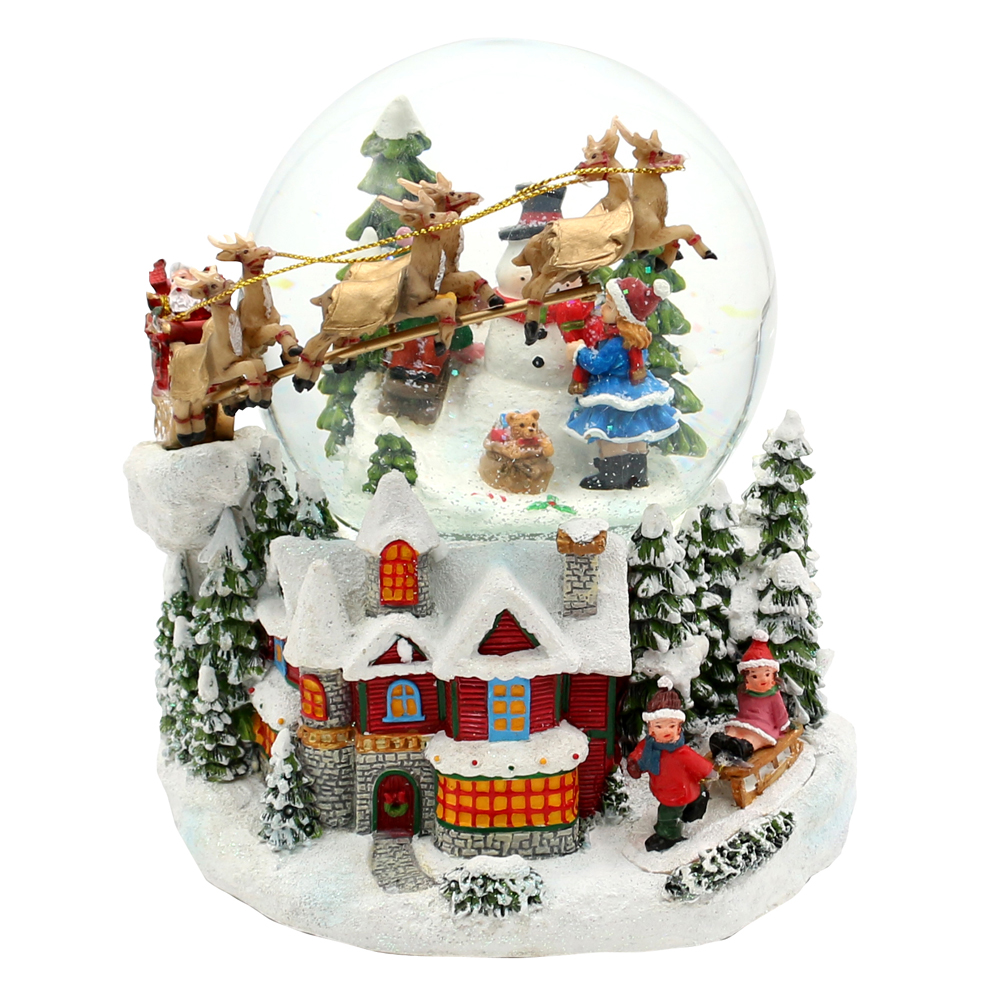 Snow globe "Christmas Eve" with Santa and reindeer sleigh