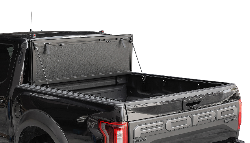 Low-profile hard tri-fold filp up tonneau cover