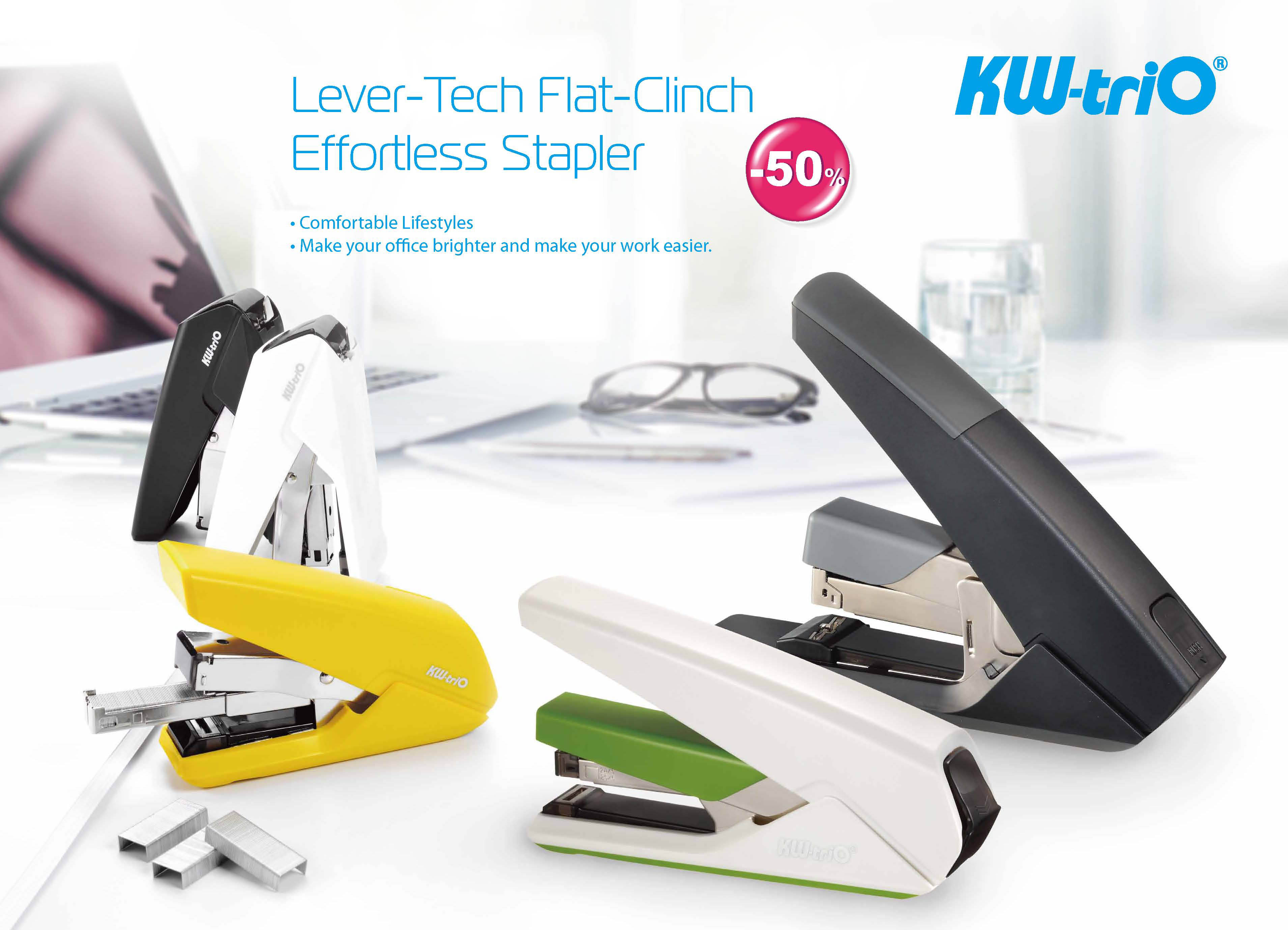 Lever-Tech Flat-Clinch Stapler