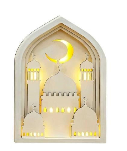 Wooden Luminous Moon Festival Decorative Piece