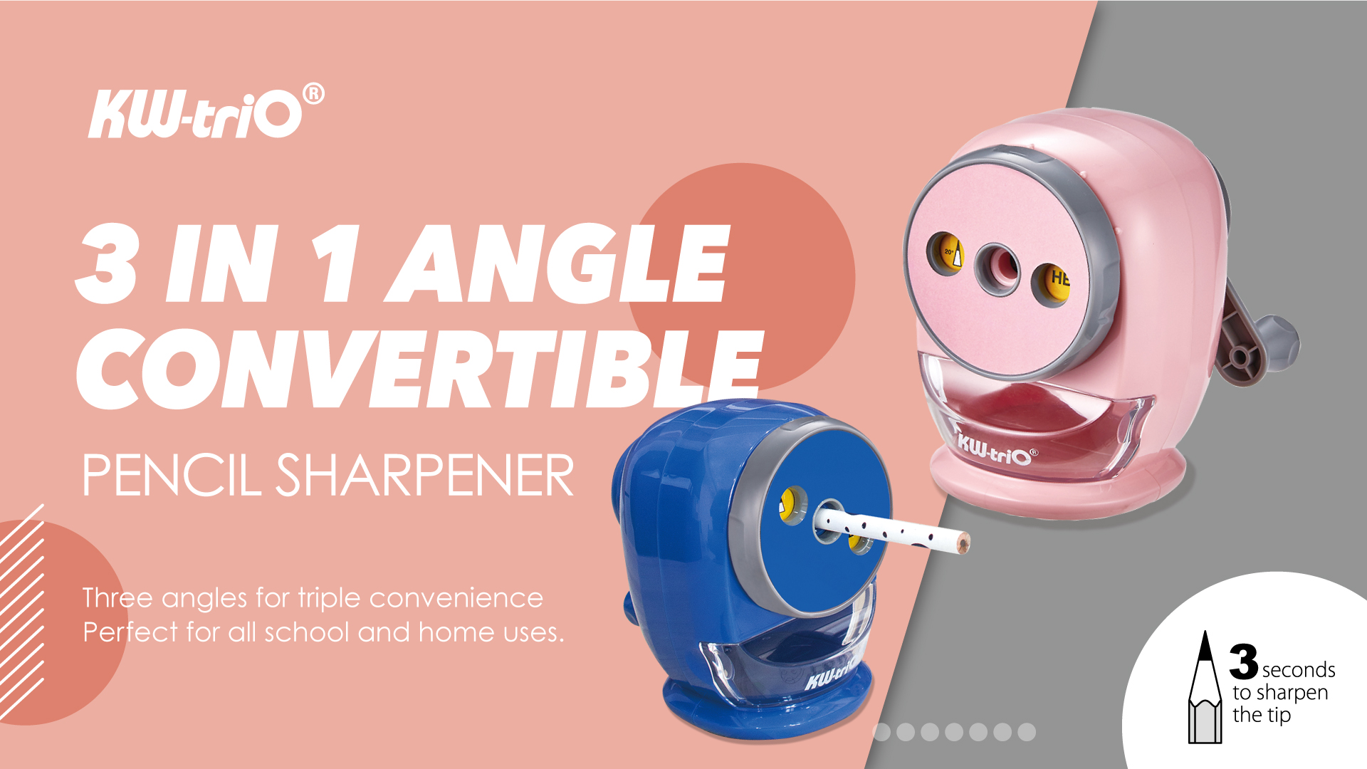 Three in One Angle Convertible Pencil Sharpener