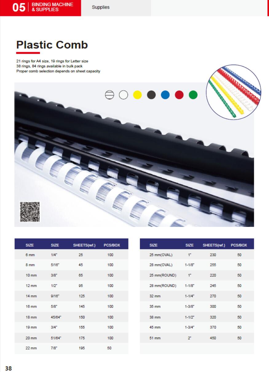 Plastic comb, twin ring wire, plastic coil binding supplies