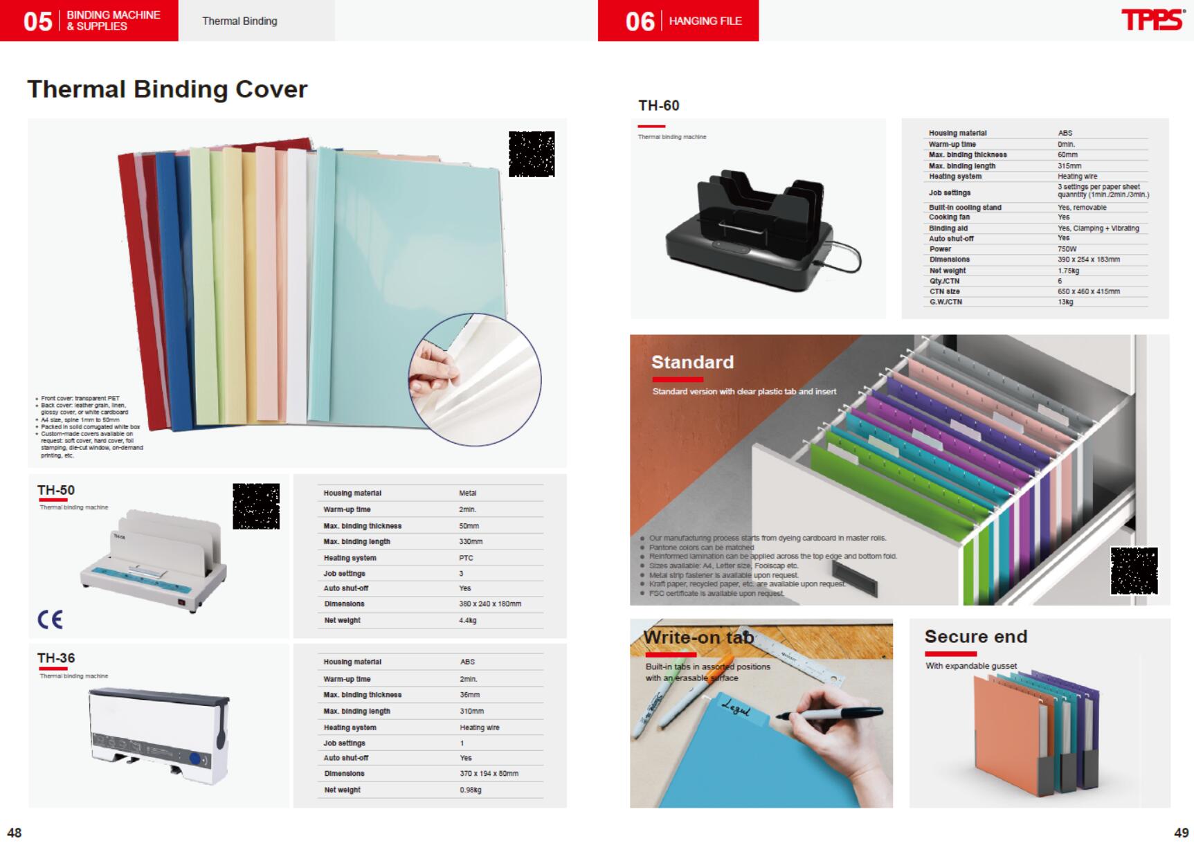 Thermal binding machines, hanging files