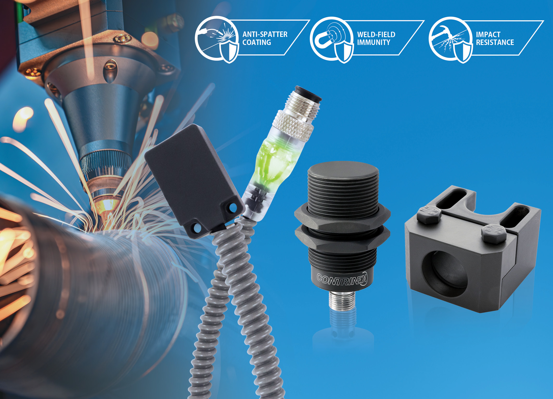Specialist Smart-Measurement Sensors from Contrinex now available in compact miniature versions and robust ActivStone® coated variants