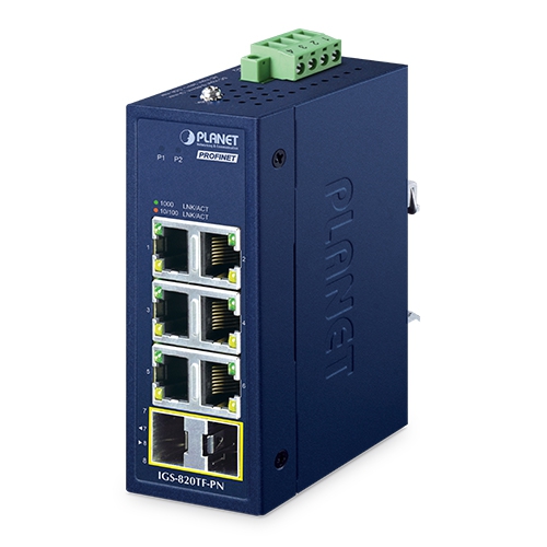 Compact Industrial 6-Port 10/100/1000T + 2-Port 100/1000X SFP PROFINET Switch