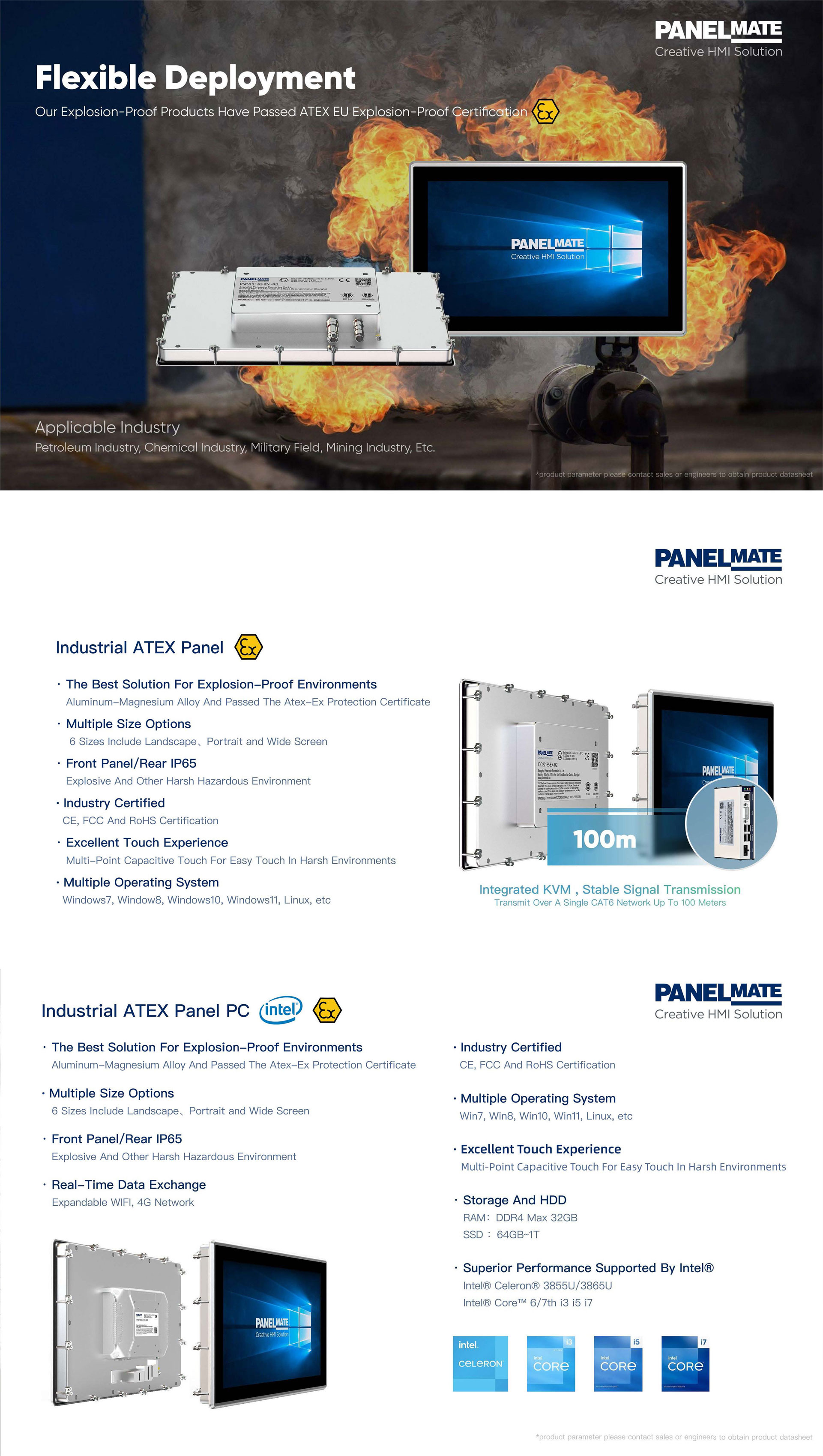 Industrial Embedded Full Aluminum ATEX-Ex products（monitor and panel PC）