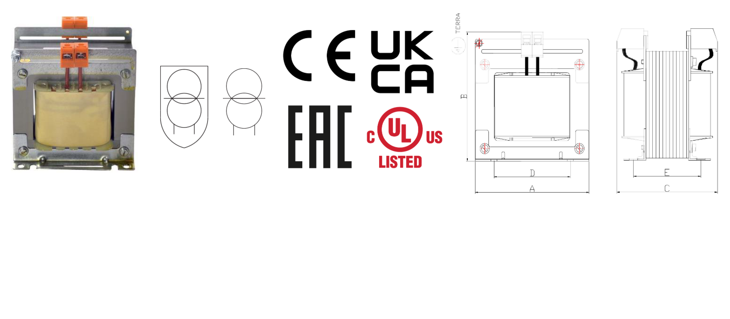 UL-CSA LISTED SINGLE PHASE TRANSFORMERS Copper or ALU Windings