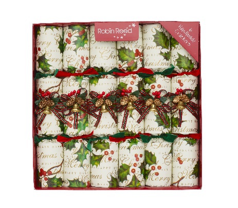 Robin Reed Glitter Poinsettia Christmas Crackers Pack of 6
